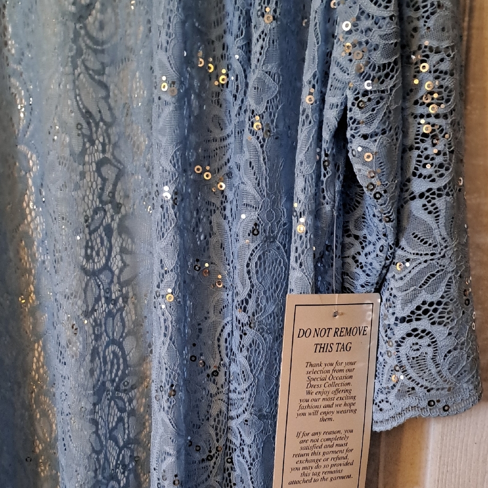 Roaman's Light Blue Lace Robe - Picture 4 of 4